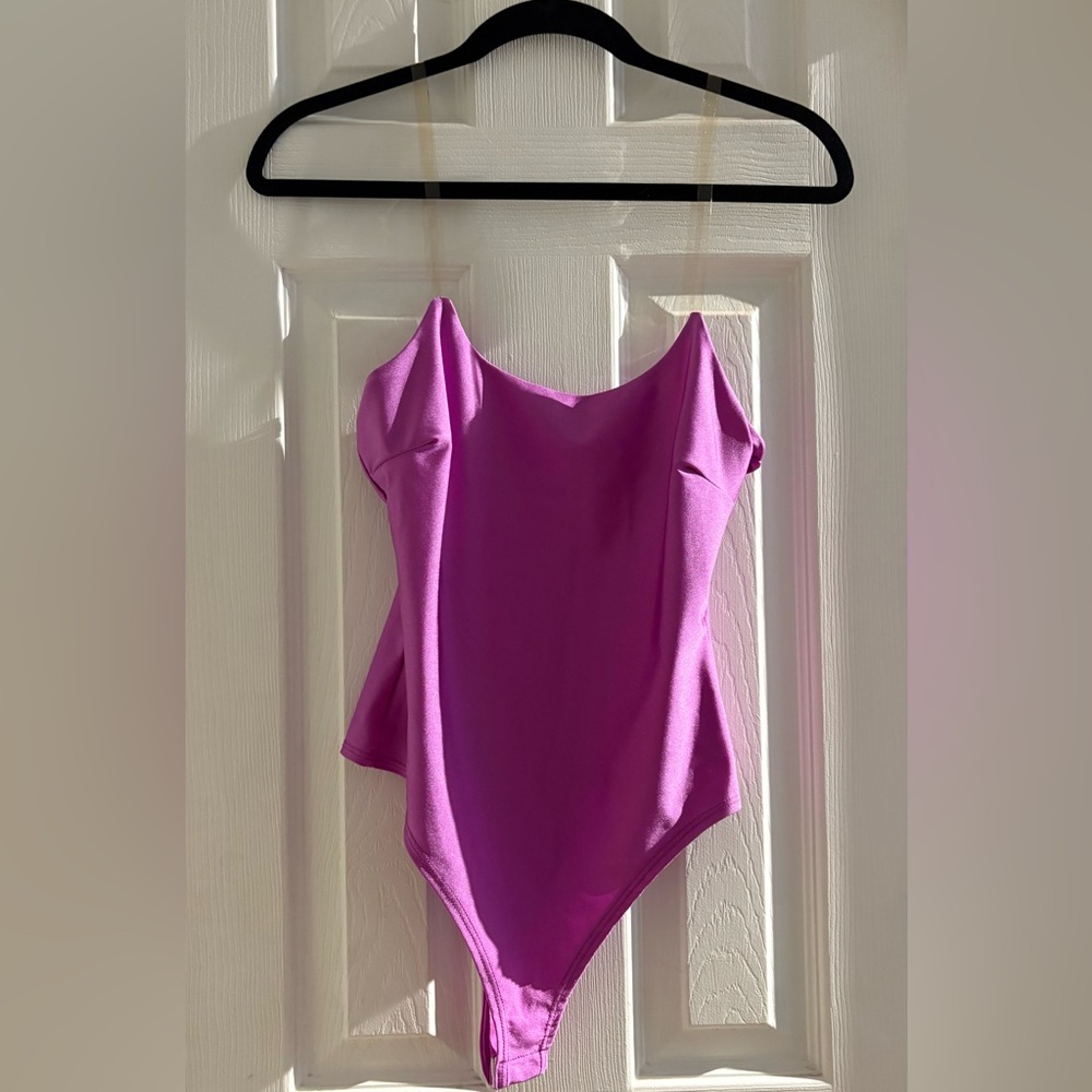 FashionNova purple clear strap body suit